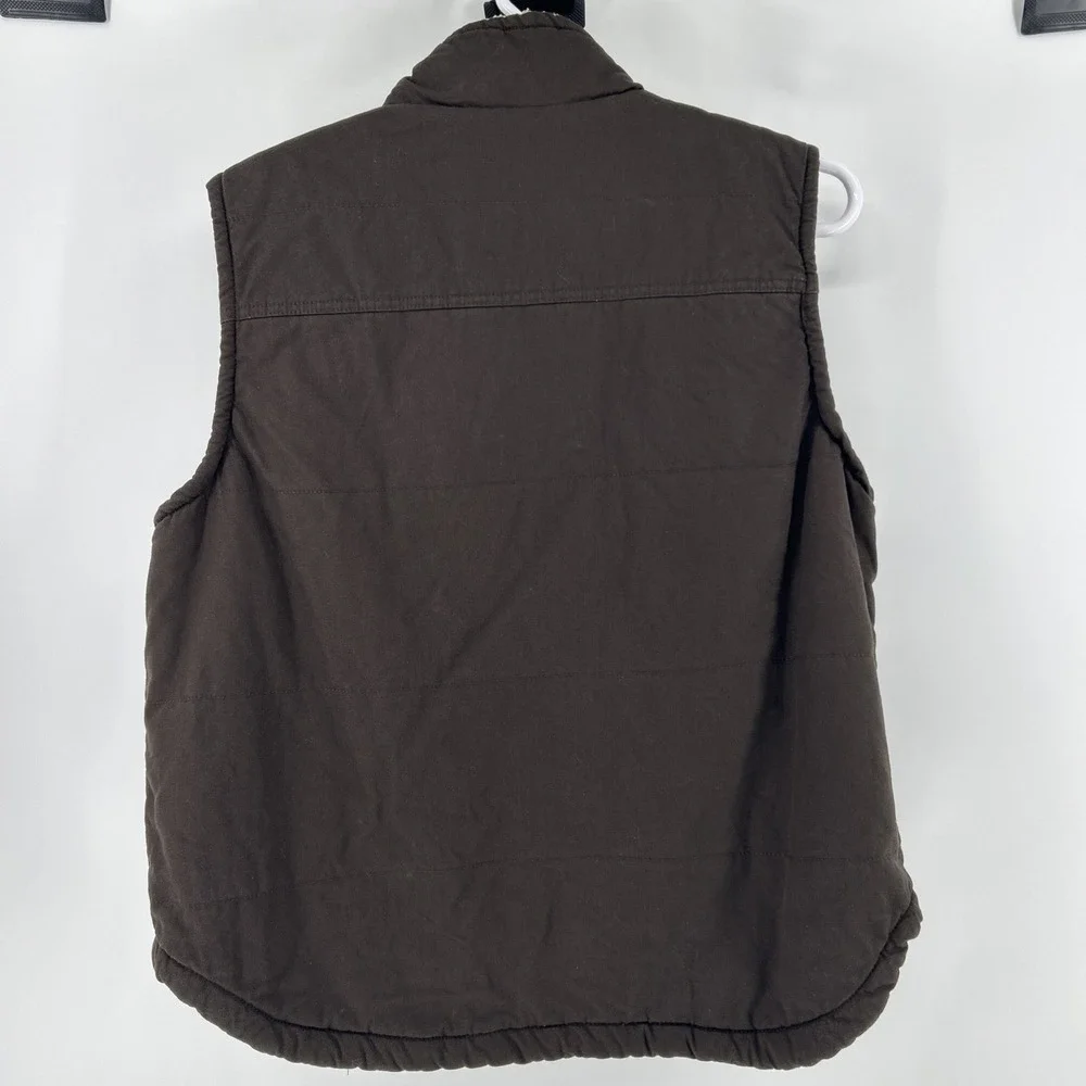 Lee Premium Select Fleece Vest Sherpa Men's Large Brown Front Zip Utility Casual